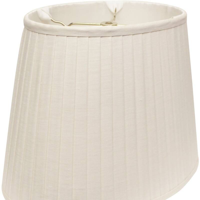 HomeRoots White Linen Pleated Oval Lamp Shade - 14
