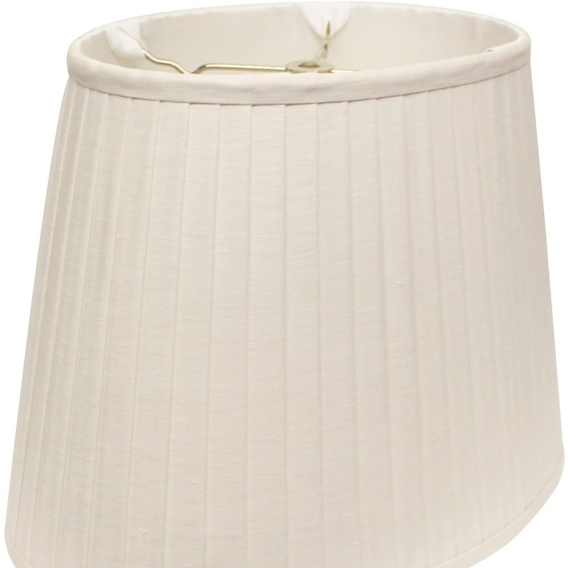 HomeRoots 14" White Slanted Oval Linen Lampshade - 14