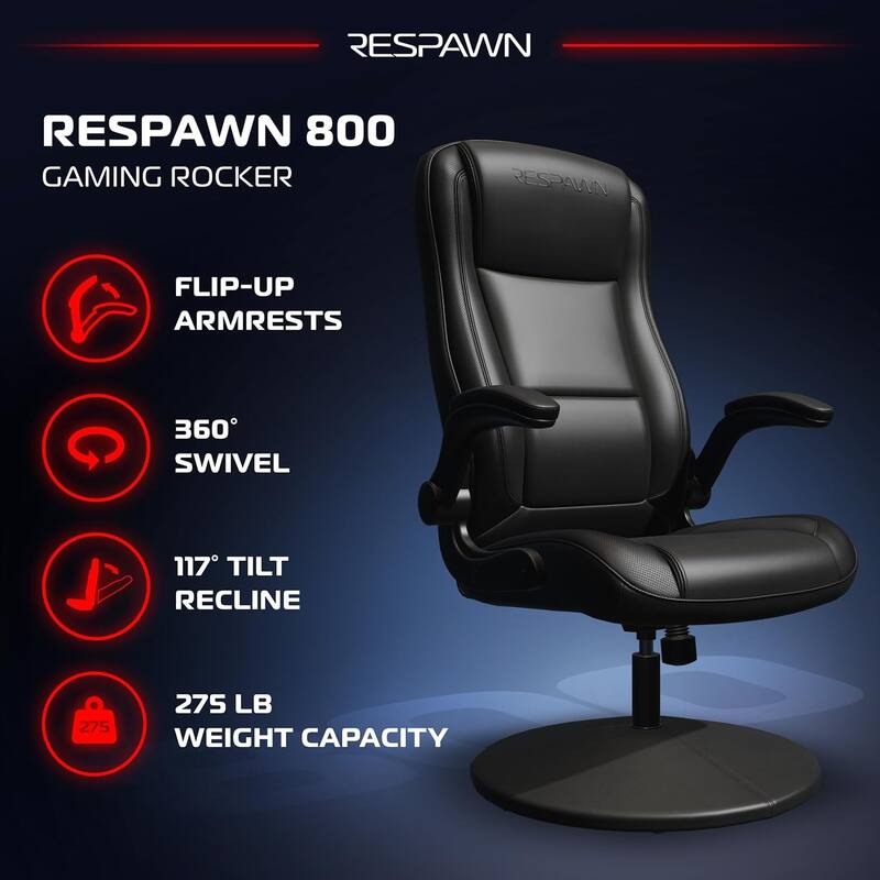 RESPAWN 800 Gaming Chair Floor, Swivel Rocker Gaming Chair, High Back Ergonomic Floor Gaming Chair for Kids and Adults