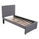 preview thumbnail 7 of 7, Linen Upholstered Twin Platform Bed with Headboard and Storage Drawers - Stylish and Functional