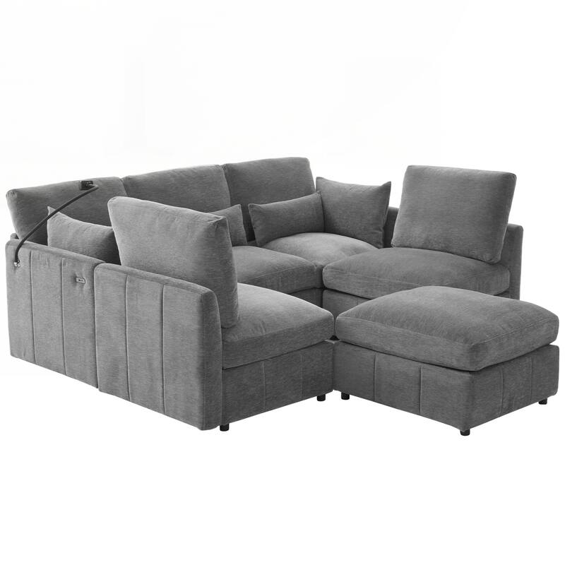 Modern Sectional Sofa Modular Sofa 85.4" U-shaped Sofa Couch Sofa Bed L-shaped Sofa with a Movable Ottoman