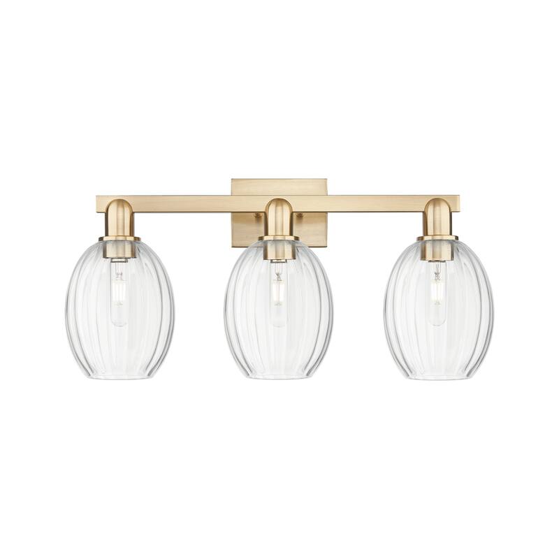 Innovations Lighting Downtown Urban - Preston - 3 Light 26" Bell Shade Bath Vanity Light - Clear/Champagne Bronze
