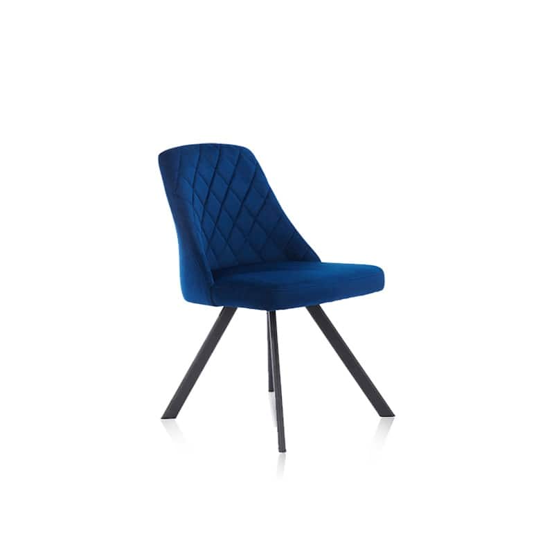 Kirk Mid-Century Modern Fabric Padded Diamond Stitch Pattern Dining Chairs by Furniture of America (set of 2) - Blue