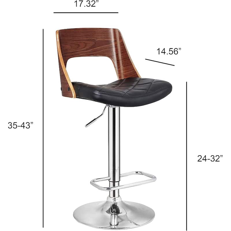 Contemporary Adjustable Swivel Barstool - Padded Seat & Back