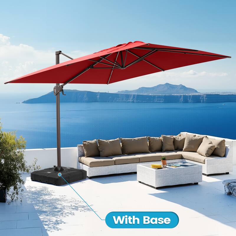 Crestlive Products Outdoor 10ft Patio Cantilever Offset Umbrella with Base