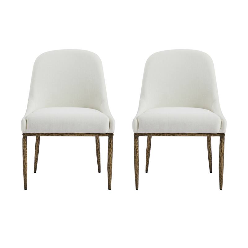 Christopher Knight Home - Ameson Modern Upholstered Dining Chairs with Hammered Metal Legs & Padded Seat, Set of 2 - Set of 2