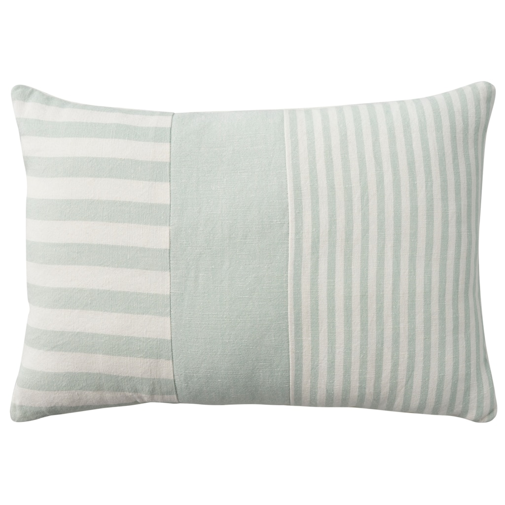 Mina Victory Lifestyle Cot Linen Blk Strps 14" x 20" Sage Indoor Throw Pillow