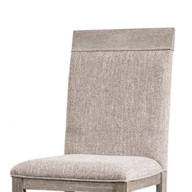 Gris Side Dining Chair, Gray Solid Wood, Fabric Padded Seat