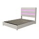preview thumbnail 22 of 22, Full Size Upholstered Hydraulic Storage Bed - Lift-Up with RGB LED Headboard, Velvet, Gray