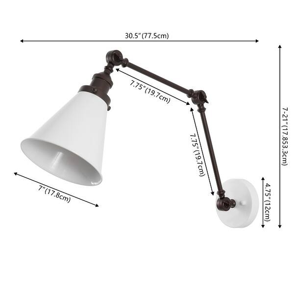 dimension image slide 2 of 14, Rover 7" Adjustable Arm Metal LED Wall Sconce by JONATHAN Y