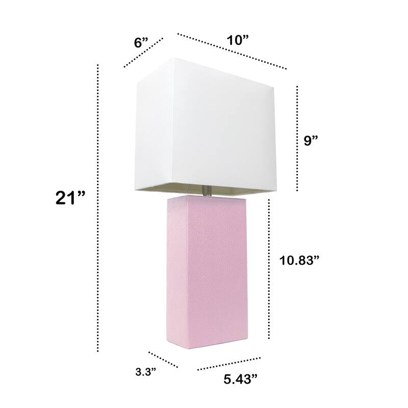 Elegant Designs 21" Modern Leather Wrapped Table Lamp, With LED Bulb