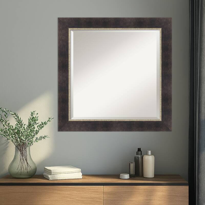 Odin Antique Bronze Beveled Wood Framed Wall Mirror - Odin Antique Bronze