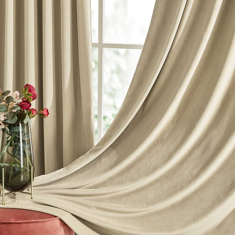 Deconovo Velvet Room Darkening Curtain Panel, Thermal Insulated