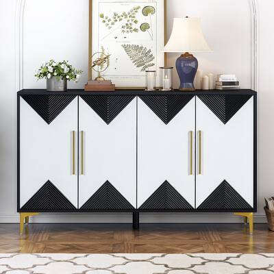Unique Four-Door Cabinet with Triangular Pattern Design
