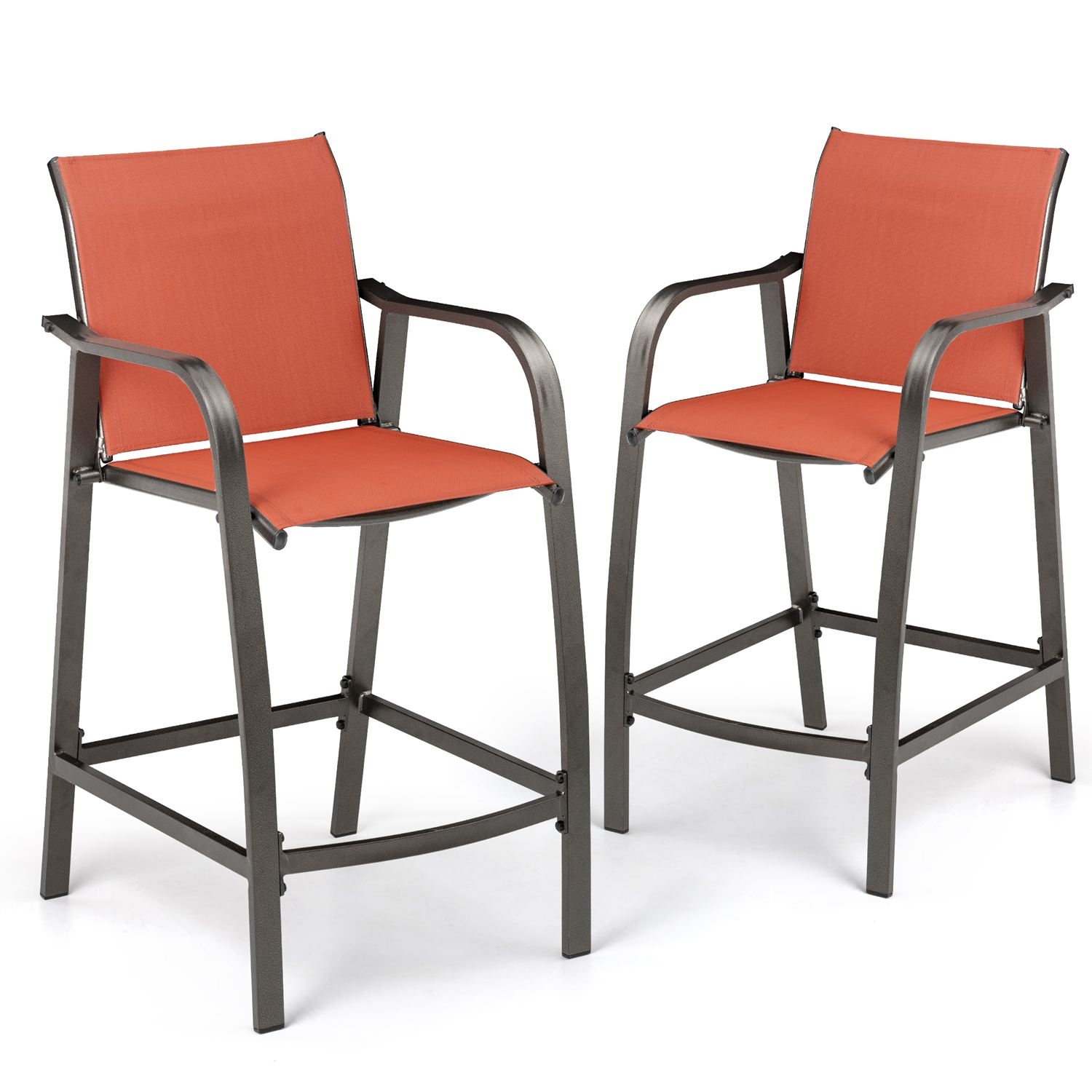 VredHom Outdoor Aluminum Bar Stool Set Patio Bar Chairs (Set of 2) - 21.7" W x 25.6" D x 43.7" H