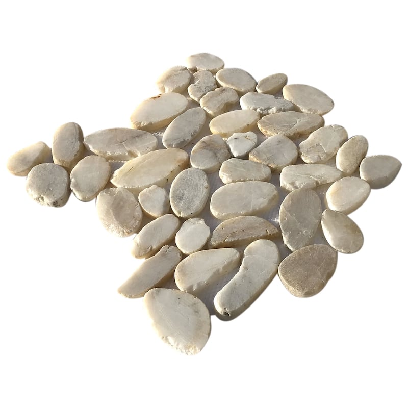 Khaki Natural Stone Sliced Pebble Mosaic Tile