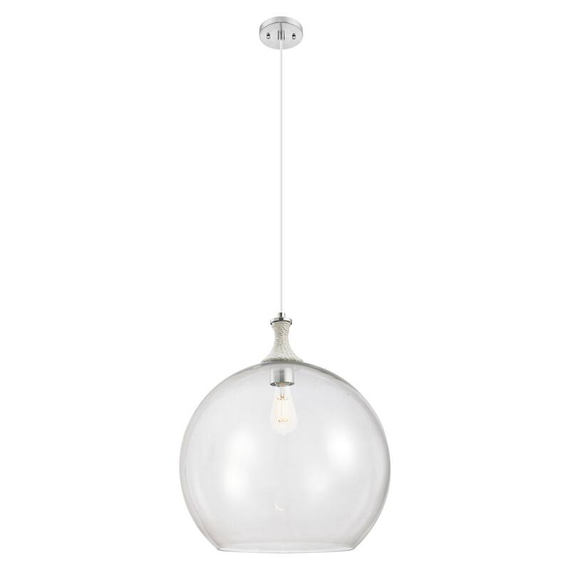 Innovations Lighting Downtown Urban - Astor - 1 Light 14" Rope Detailed Cord Hung Pendant - Clear Shade/Satin Nickel