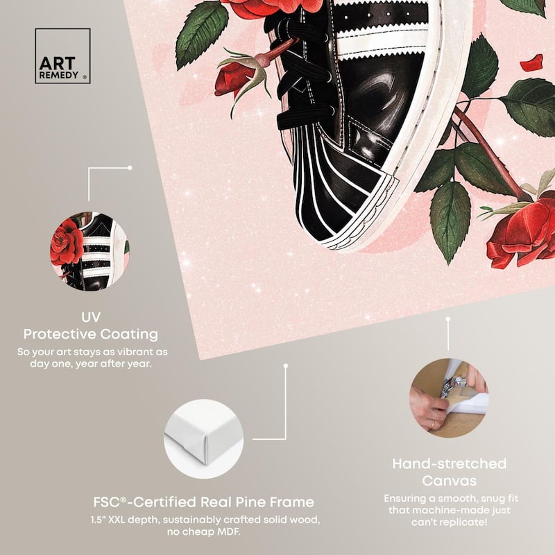 Sporty Sneaker Flowers Canvas by Art Remedy, Gallery Wrapped