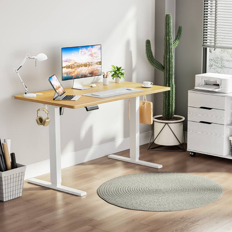 Electric Standing Desk - Adjustable Height Computer Workstation with Memory Settings for Home Office, Gaming & Study