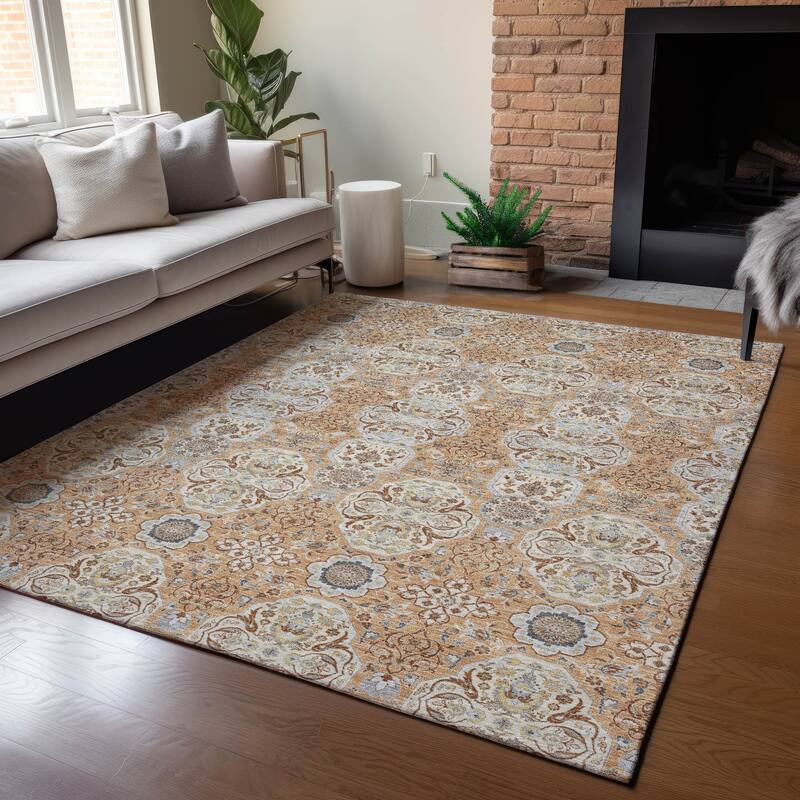 Machine Washable Indoor/ Outdoor Global Budden Chantille Rug