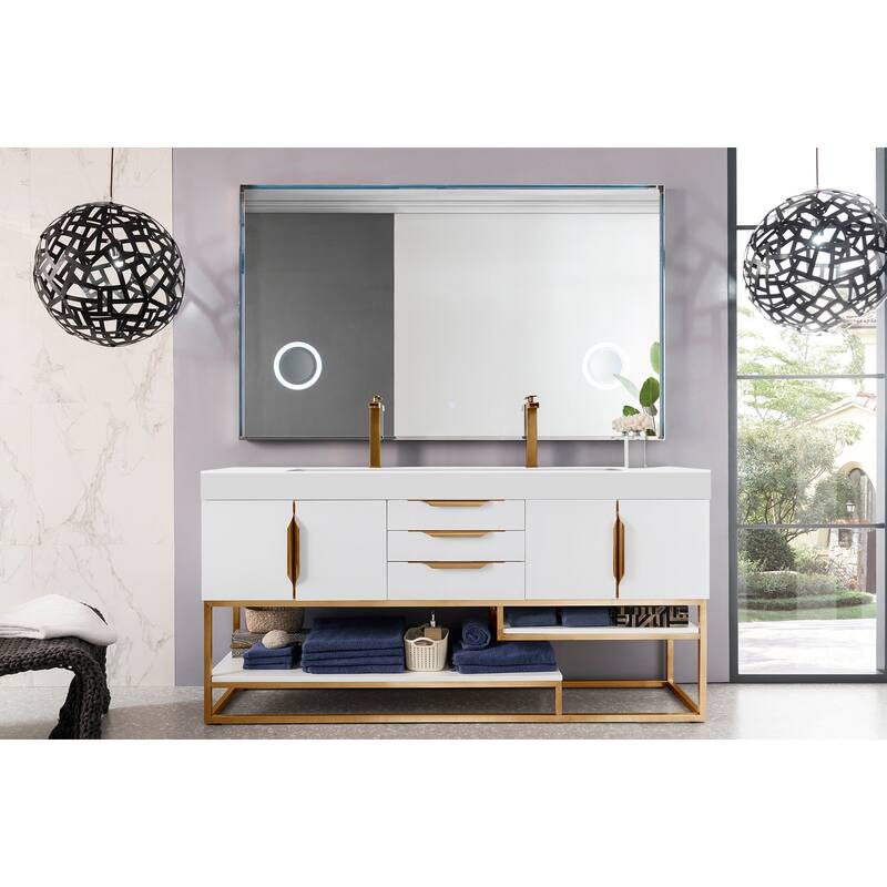 James Martin Vanities 983-V72D-RG-GW Columbia 72" Free Standing Double