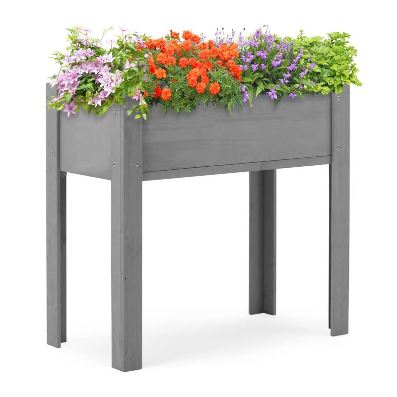 Natural Elevated Planter Box for Outdoor Use with Eco-Friendly Finish - Grey-31x31x16 inch