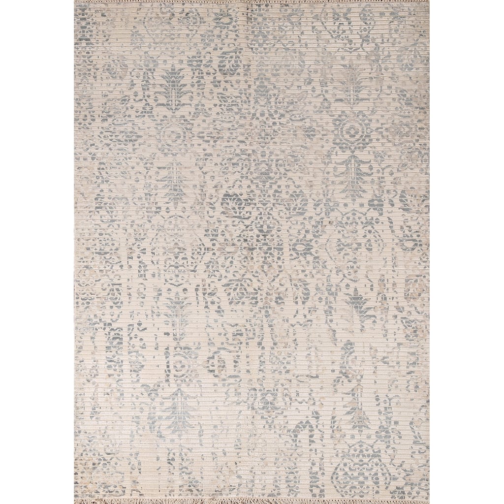 Abstract Oriental Accent Rug Handmade Striped Wool Carpet - 4'0"x 5'10"