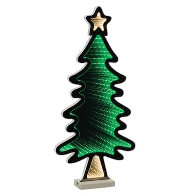 LED 3D Christmas Tree Infinity Mirror - 25" - Green
