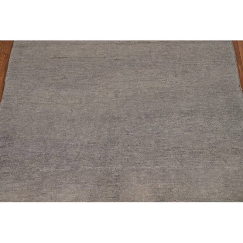 Gray Gabbeh Modern Rug Hand-Knotted Wool Carpet - 3'10"x 5'10"