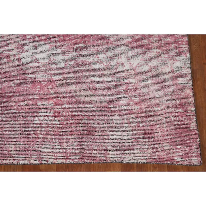 Pink Abstract Modern Area Rug Hand-Knotted Wool Carpet - 8'1"x 11'5"