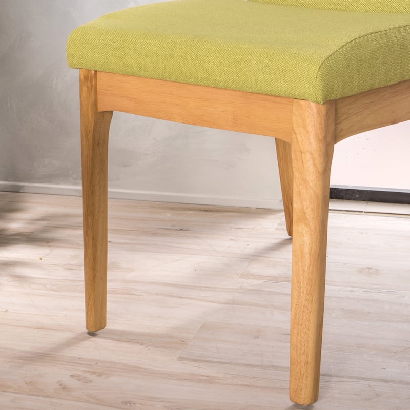 Dining Chairs Set of 2, Green Fabric Dining Chairs, Squared-off Back Kitchen Side Chairs, Kitchen Dining Room Padded Seating