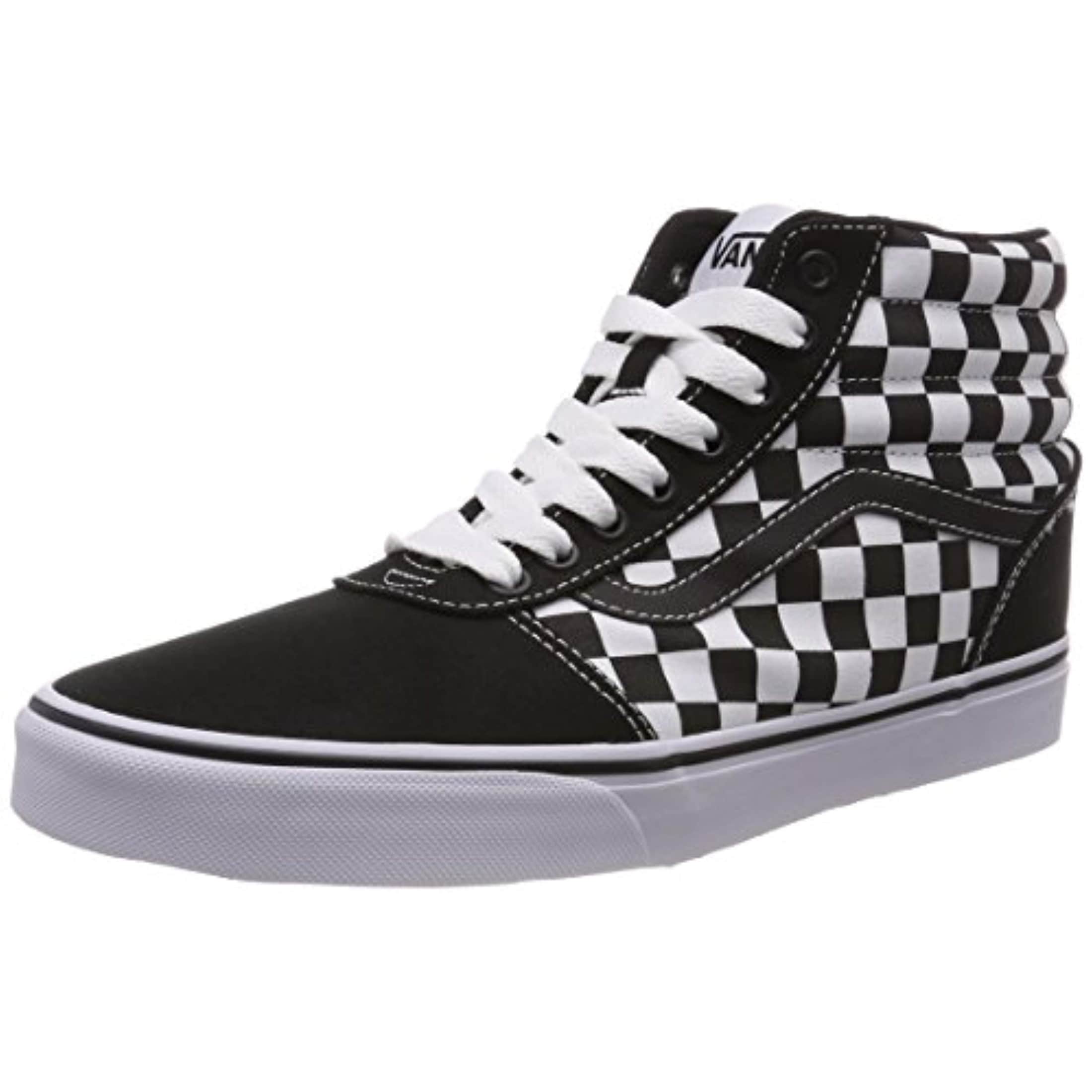 checkerboard vans with black stripe
