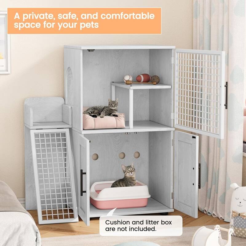 Litter Box Enclosure with Cat House