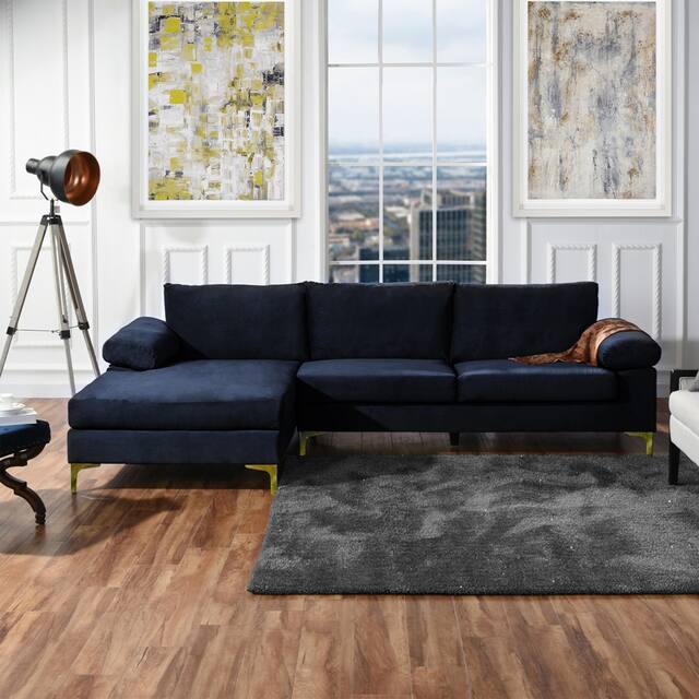 Velvet Upholstered L-Shape Sectional Sofa