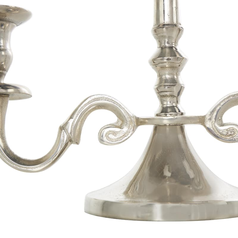 Aluminum Metal Scrolled Candelabra - Gold or Silver - Roche River Decor