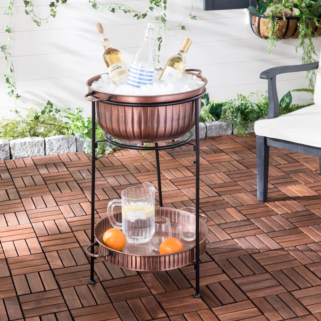 SAFAVIEH Fazlie Antique Copper/Black Plant Stand - 17.5" W x 21.5" D x 30" H - 18Wx22Dx30H