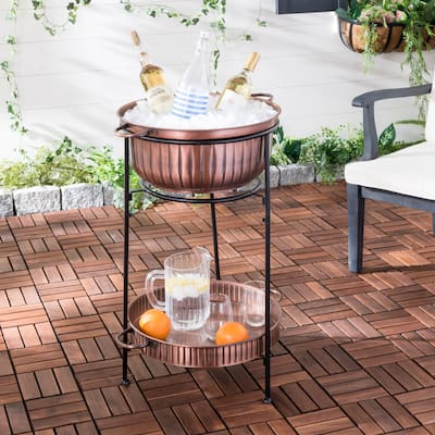 SAFAVIEH Naka Antique Copper/Black Plant Stand - 17.5" W x 21.5" D x 30" H