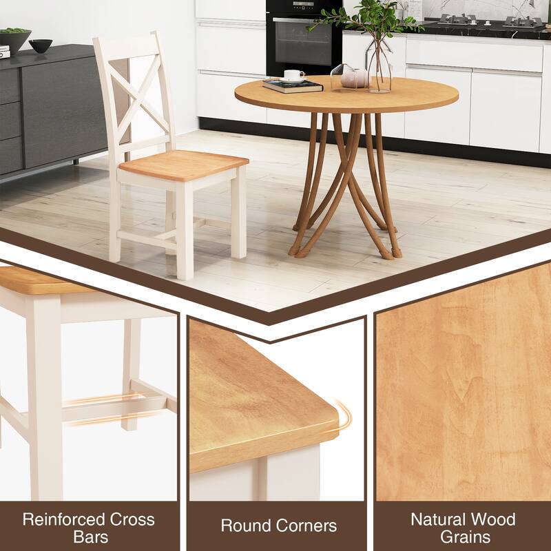 Gymax Modern Wooden Dining Chairs Set of 2 w/ High Back Rubber Wood