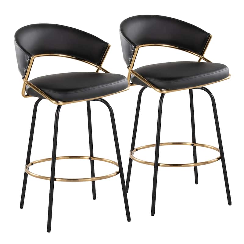 Silver Orchid Tatyana 26" Upholstered Counter Stool with Metal Legs (Set of 2)