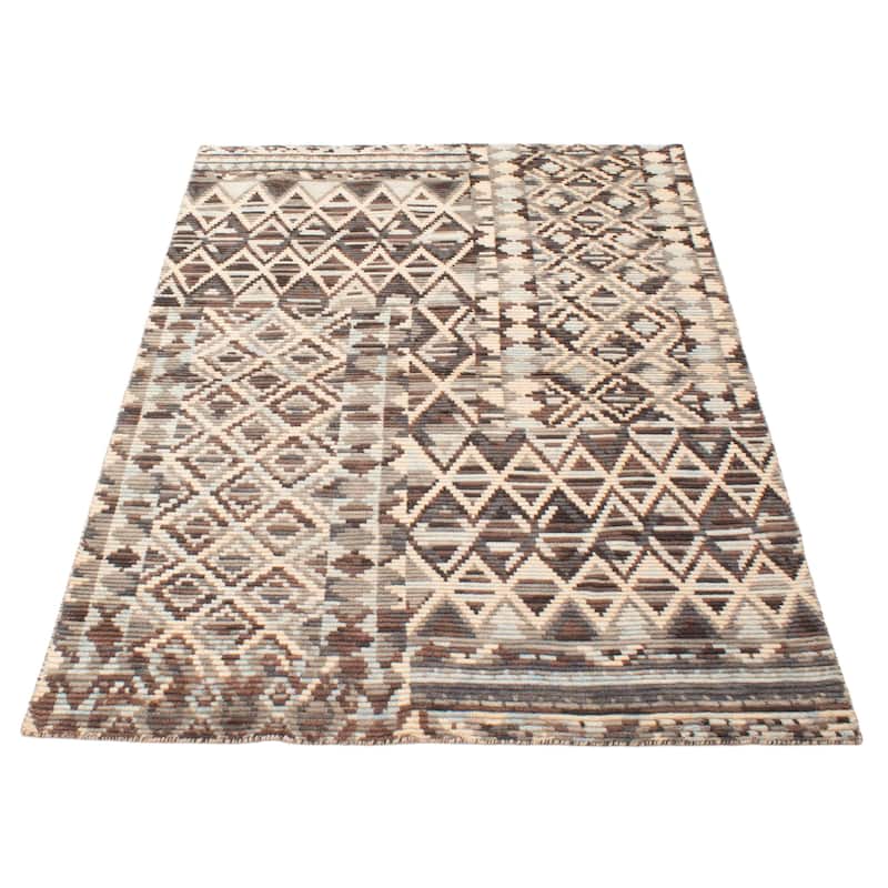 ECARPETGALLERY Hand-knotted Tangier Cream Wool Rug - 5'4 x 7'9