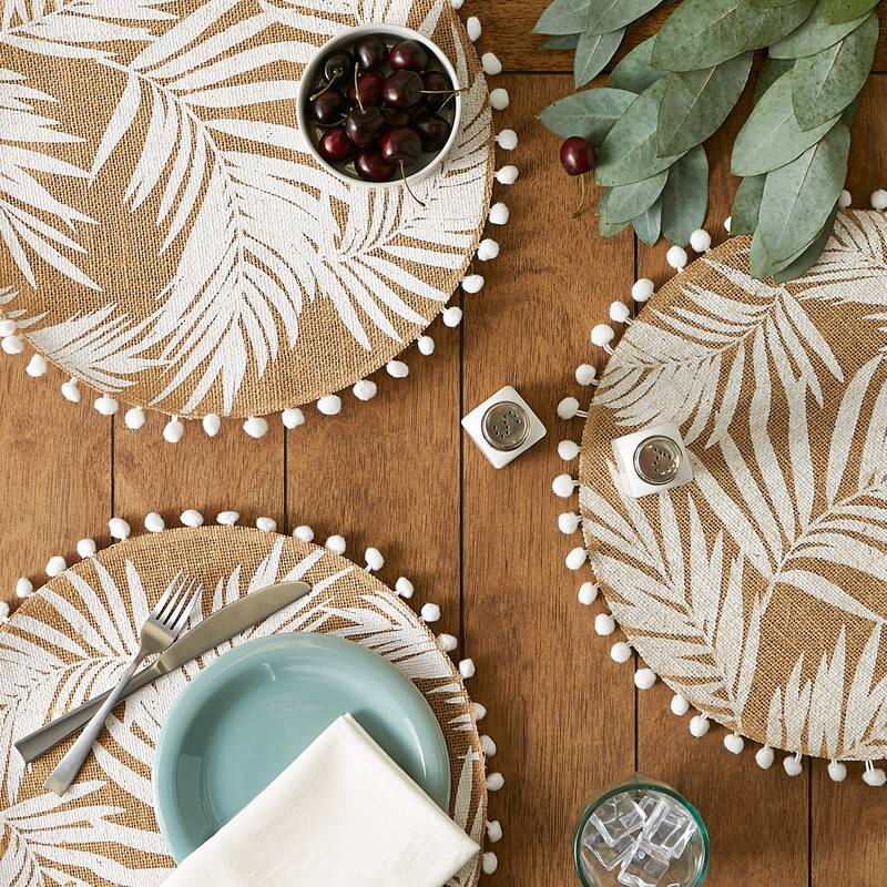 DII Block Print On Natural Round Jute Placemat (Set of 6)