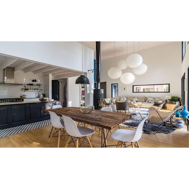 Plastic Eiffel Chairs Solid Wood Legs Molded Modern Armless Side Dining For Kitchen Work Office