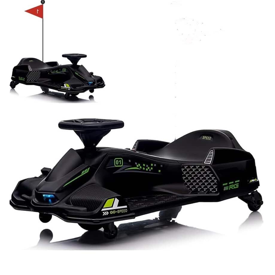 12V Ride-On Drift Car for Kids， Electric Go-Kart with Variable Speed