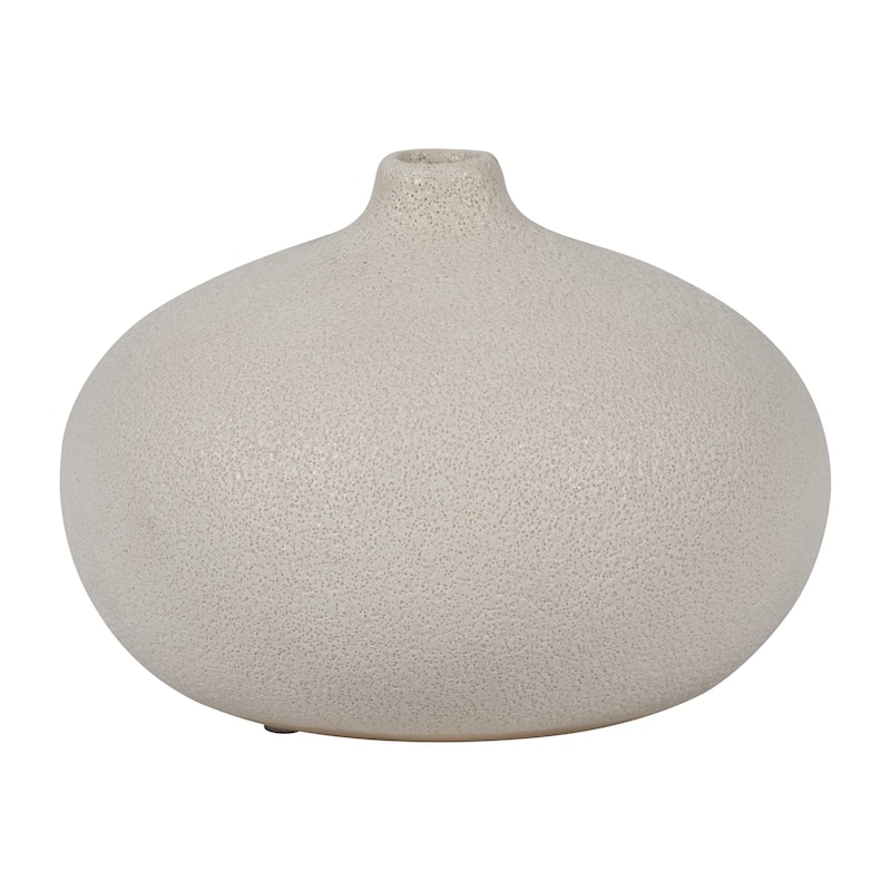 Sagebrook Home Ceramic Solid Cotton Round Volcanic Vase