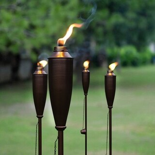 Deco Home Set of 4 Garden Tiki Torch Citronella Metal Outdoor Torch - 60inch