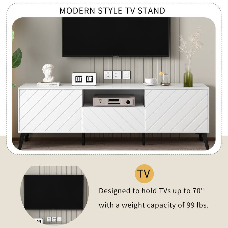 Modern TV Stand for 70 inch TV, Entertainment Center with Adjustable