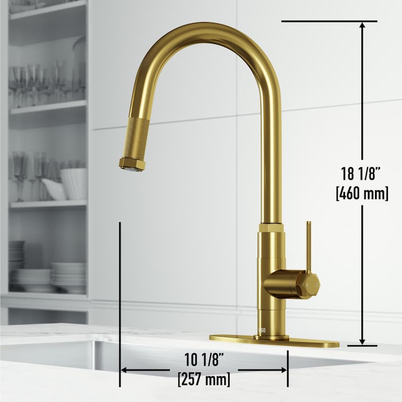 VIGO Hart Arched 18" H Single Handle Pull-Down Kitchen Faucet