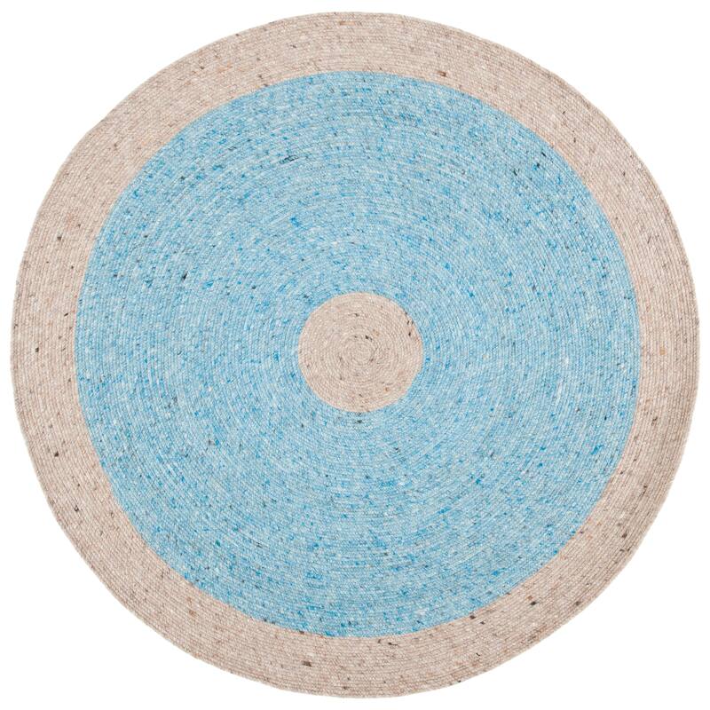 SAFAVIEH, Handmade Braided Sirlei Wool Rug - 6' Round - Blue/Beige