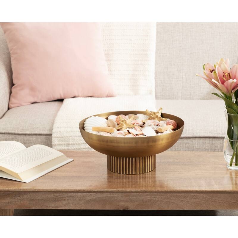 Kate and Laurel Rooks Ribbed Metal Bowl