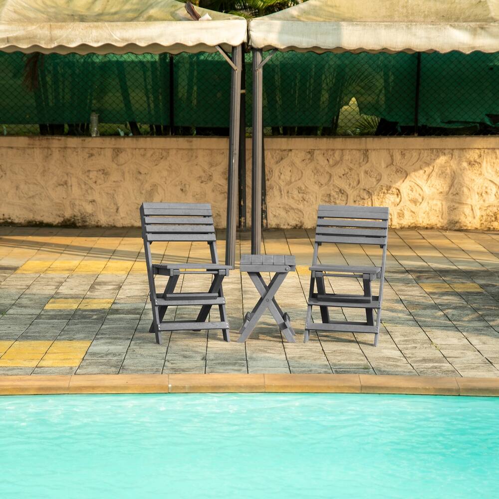 Coastal Bay Fully Assembled All-Weather Outdoor Folding Bistro Set - 3-piece